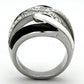 TK1018 - High polished (no plating) Stainless Steel Ring with Top Grade Crystal  in Clear-2