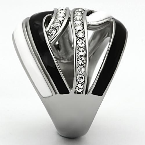 TK1018 - High polished (no plating) Stainless Steel Ring with Top Grade Crystal  in Clear-3