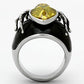 TK1019 - High polished (no plating) Stainless Steel Ring with AAA Grade CZ  in Topaz-2