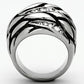 TK1020 - High polished (no plating) Stainless Steel Ring with Top Grade Crystal  in Clear-2