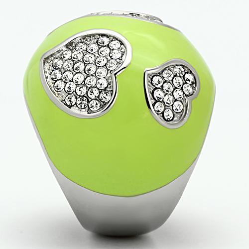 TK1021 - High polished (no plating) Stainless Steel Ring with Top Grade Crystal  in Clear-3