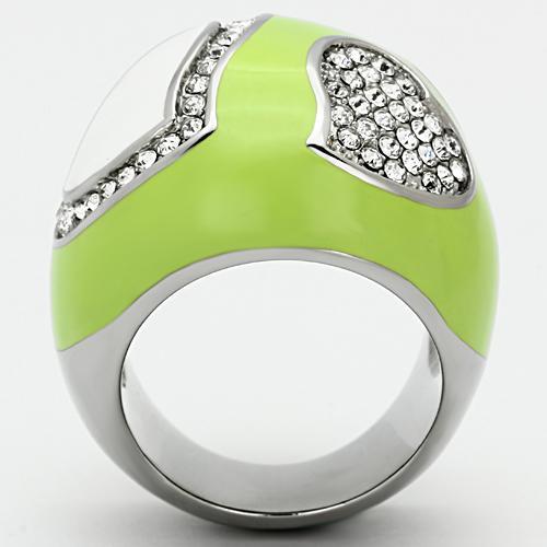 TK1021 - High polished (no plating) Stainless Steel Ring with Top Grade Crystal  in Clear-2