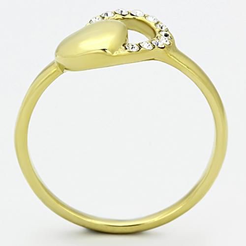 TK1024 - IP Gold(Ion Plating) Stainless Steel Ring with Top Grade Crystal  in Clear-2