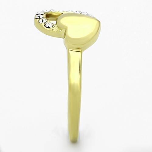 TK1024 - IP Gold(Ion Plating) Stainless Steel Ring with Top Grade Crystal  in Clear-3