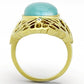 TK1029 - IP Gold(Ion Plating) Stainless Steel Ring with Synthetic Cat Eye in Light Sapphire-2