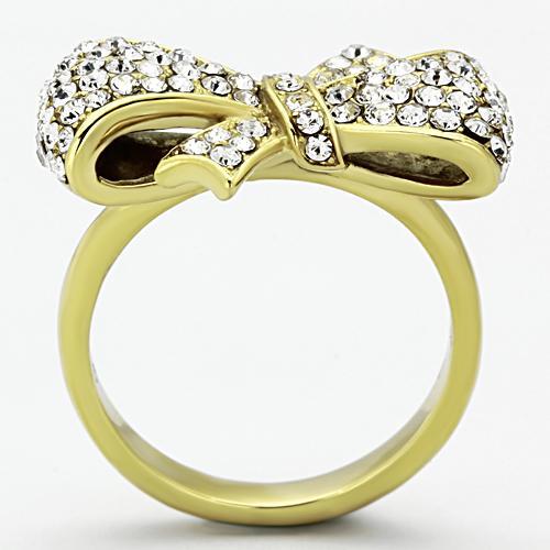 TK1032 - IP Gold(Ion Plating) Stainless Steel Ring with Top Grade Crystal  in Clear-2