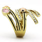TK1033 - IP Gold(Ion Plating) Stainless Steel Ring with Top Grade Crystal  in Multi Color-3