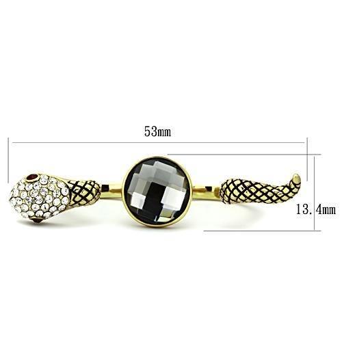 TK1036 - IP Gold(Ion Plating) Stainless Steel Ring with Synthetic Glass Bead in Black Diamond-1