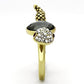 TK1036 - IP Gold(Ion Plating) Stainless Steel Ring with Synthetic Glass Bead in Black Diamond-3