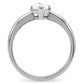 TK103 - High polished (no plating) Stainless Steel Ring with AAA Grade CZ  in Clear-3