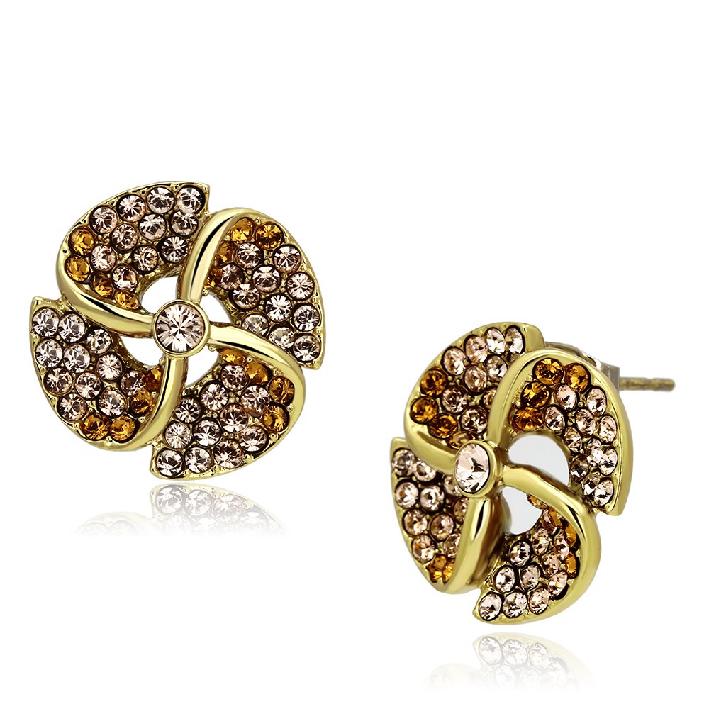 TK1040 - IP Gold(Ion Plating) Stainless Steel Earrings with Top Grade Crystal  in Multi Color-0