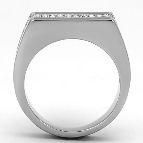 TK1048 - High polished (no plating) Stainless Steel Ring with Top Grade Crystal  in Clear-2