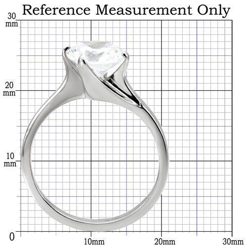 TK104 - High polished (no plating) Stainless Steel Ring with AAA Grade CZ  in Clear-1