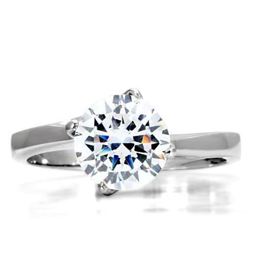 TK104 - High polished (no plating) Stainless Steel Ring with AAA Grade CZ  in Clear-2