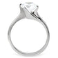 TK104 - High polished (no plating) Stainless Steel Ring with AAA Grade CZ  in Clear-3