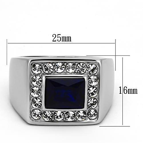 TK1051 - High polished (no plating) Stainless Steel Ring with Synthetic Synthetic Glass in Montana-1