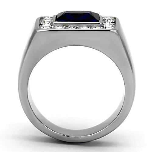 TK1051 - High polished (no plating) Stainless Steel Ring with Synthetic Synthetic Glass in Montana-2