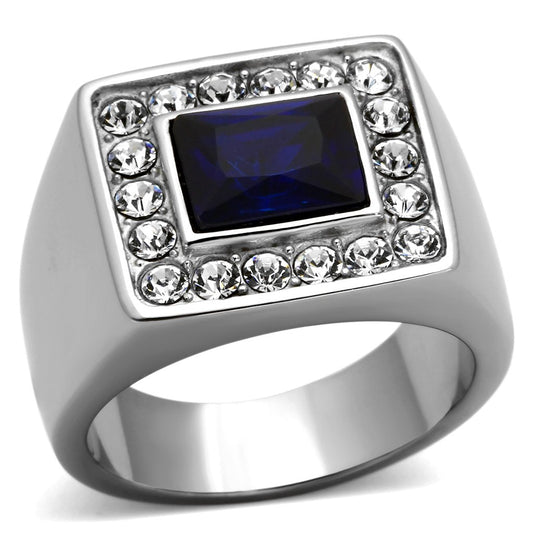 TK1051 - High polished (no plating) Stainless Steel Ring with Synthetic Synthetic Glass in Montana-0