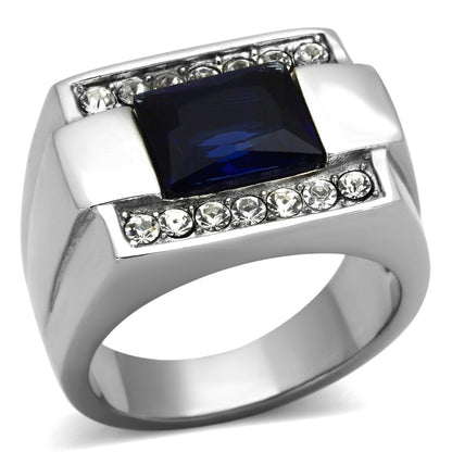 TK1058 - High polished (no plating) Stainless Steel Ring with Synthetic Synthetic Glass in Montana-0