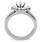 TK105 - High polished (no plating) Stainless Steel Ring with AAA Grade CZ  in Clear-3