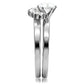 TK105 - High polished (no plating) Stainless Steel Ring with AAA Grade CZ  in Clear-4