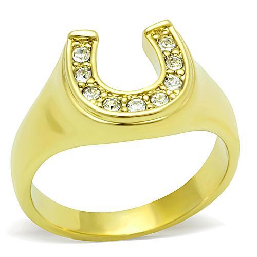 TK10616G - IP Gold(Ion Plating) Stainless Steel Ring with Top Grade Crystal  in Clear-0