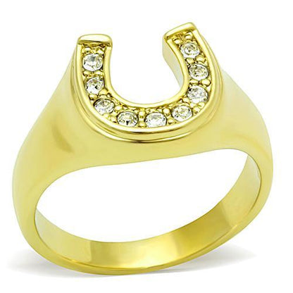TK10616G - IP Gold(Ion Plating) Stainless Steel Ring with Top Grade Crystal  in Clear-0