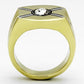 TK1064 - Two-Tone IP Gold (Ion Plating) Stainless Steel Ring with Top Grade Crystal  in Clear-2
