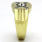 TK1064 - Two-Tone IP Gold (Ion Plating) Stainless Steel Ring with Top Grade Crystal  in Clear-3