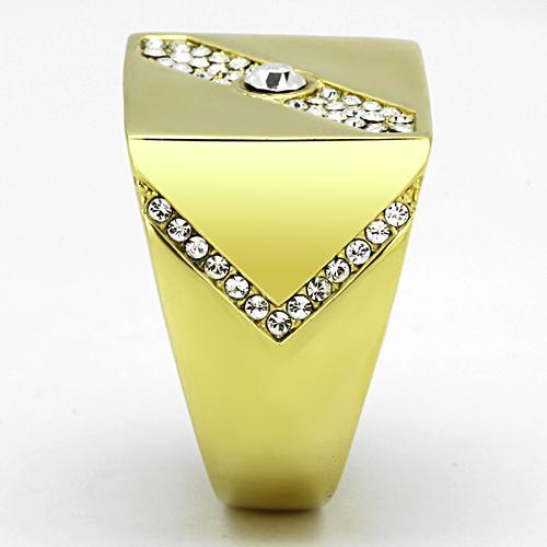 TK1066 - IP Gold(Ion Plating) Stainless Steel Ring with Top Grade Crystal  in Clear-3