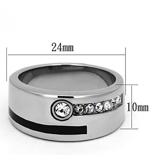 TK1067 - High polished (no plating) Stainless Steel Ring with Top Grade Crystal  in Clear-1