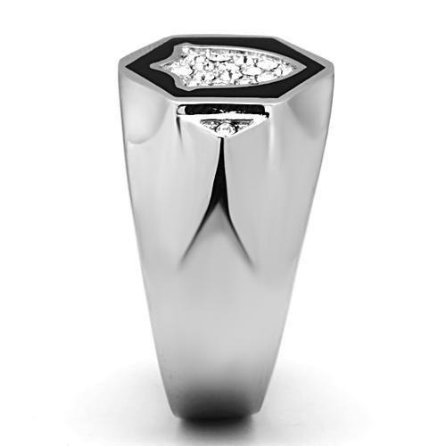 TK1069 - High polished (no plating) Stainless Steel Ring with Top Grade Crystal  in Clear-3