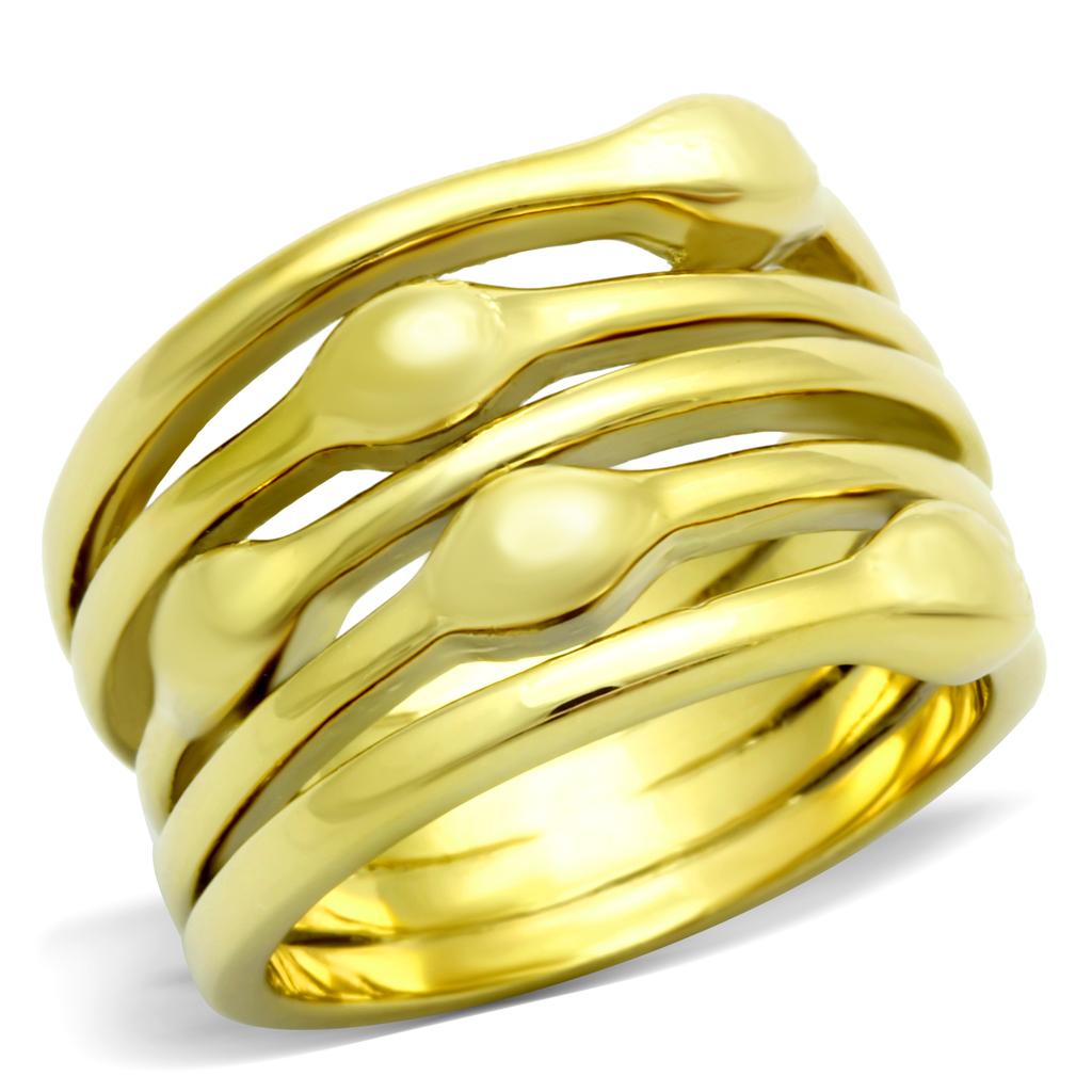 TK106G - IP Gold(Ion Plating) Stainless Steel Ring with No Stone-0