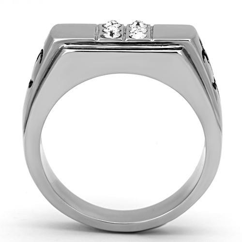 TK1071 - High polished (no plating) Stainless Steel Ring with Top Grade Crystal  in Clear-2