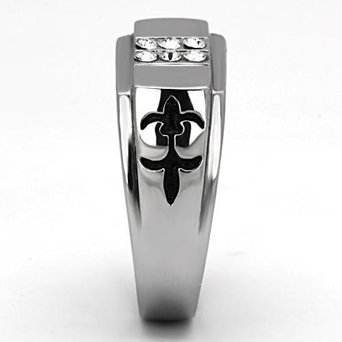 TK1071 - High polished (no plating) Stainless Steel Ring with Top Grade Crystal  in Clear-3