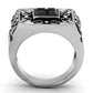 TK1074 - High polished (no plating) Stainless Steel Ring with Synthetic Synthetic Glass in Jet-2
