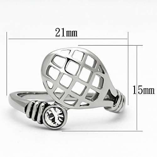 TK1083 - High polished (no plating) Stainless Steel Ring with Top Grade Crystal  in Clear-1