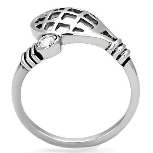 TK1083 - High polished (no plating) Stainless Steel Ring with Top Grade Crystal  in Clear-2