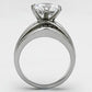 TK1084 - High polished (no plating) Stainless Steel Ring with AAA Grade CZ  in Clear-2