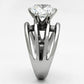 TK1084 - High polished (no plating) Stainless Steel Ring with AAA Grade CZ  in Clear-3