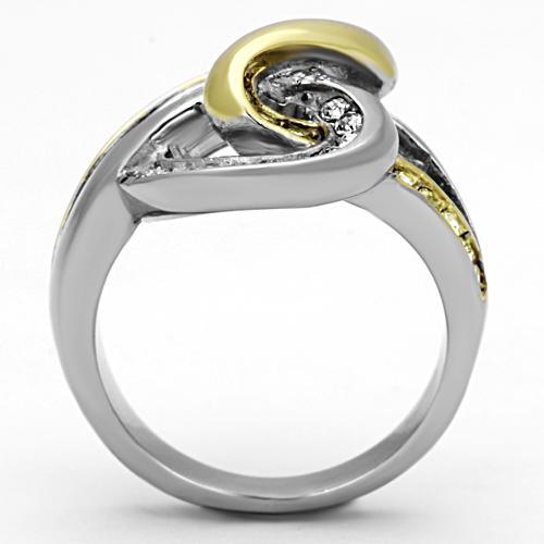 TK1094 - Two-Tone IP Gold (Ion Plating) Stainless Steel Ring with Top Grade Crystal  in Citrine Yellow-2