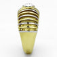 TK1095 - Two-Tone IP Gold (Ion Plating) Stainless Steel Ring with Top Grade Crystal  in Clear-3