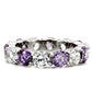 TK109 - High polished (no plating) Stainless Steel Ring with AAA Grade CZ  in Amethyst-2