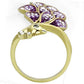 TK1101 - IP Gold(Ion Plating) Stainless Steel Ring with Top Grade Crystal  in Multi Color-2