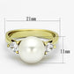 TK1103 - IP Gold(Ion Plating) Stainless Steel Ring with Synthetic Pearl in White-1