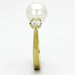 TK1103 - IP Gold(Ion Plating) Stainless Steel Ring with Synthetic Pearl in White-3