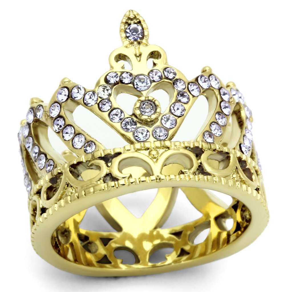 TK1105 - IP Gold(Ion Plating) Stainless Steel Ring with Top Grade Crystal  in Tanzanite-0