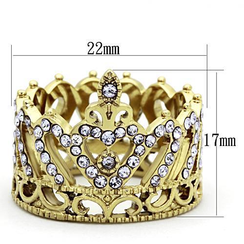 TK1105 - IP Gold(Ion Plating) Stainless Steel Ring with Top Grade Crystal  in Tanzanite-1