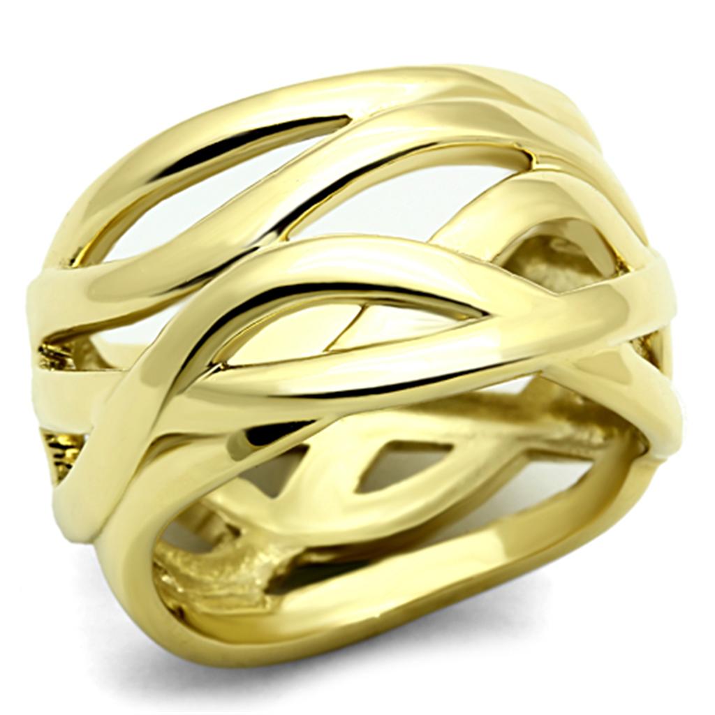 TK1107 - IP Gold(Ion Plating) Stainless Steel Ring with No Stone-0