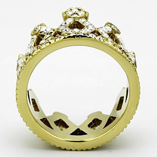 TK1109 - IP Gold(Ion Plating) Stainless Steel Ring with Top Grade Crystal  in Clear-2